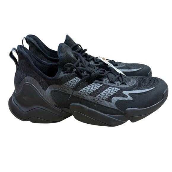 adidas Men’s SM Impact FLX All Black Football Training Performance Shoes 16 NEW
